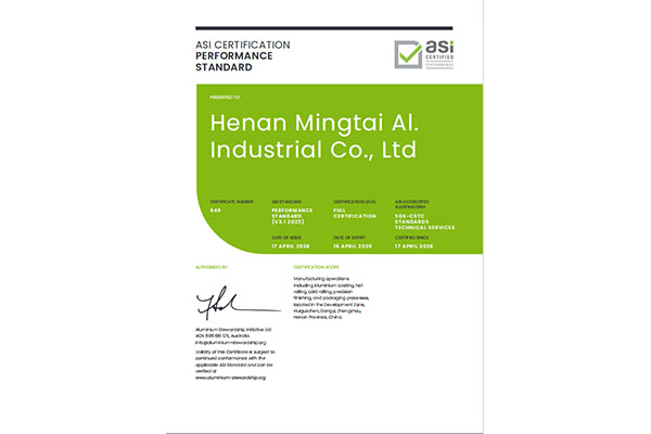 ASI Performance Standard V3 Certification